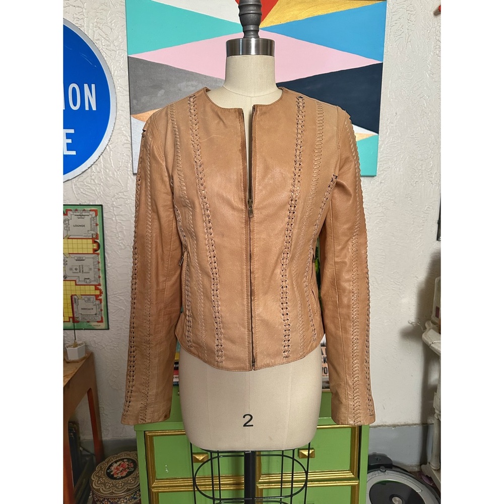 BB Dakota Whip Stitch Leather Jacket Size Small